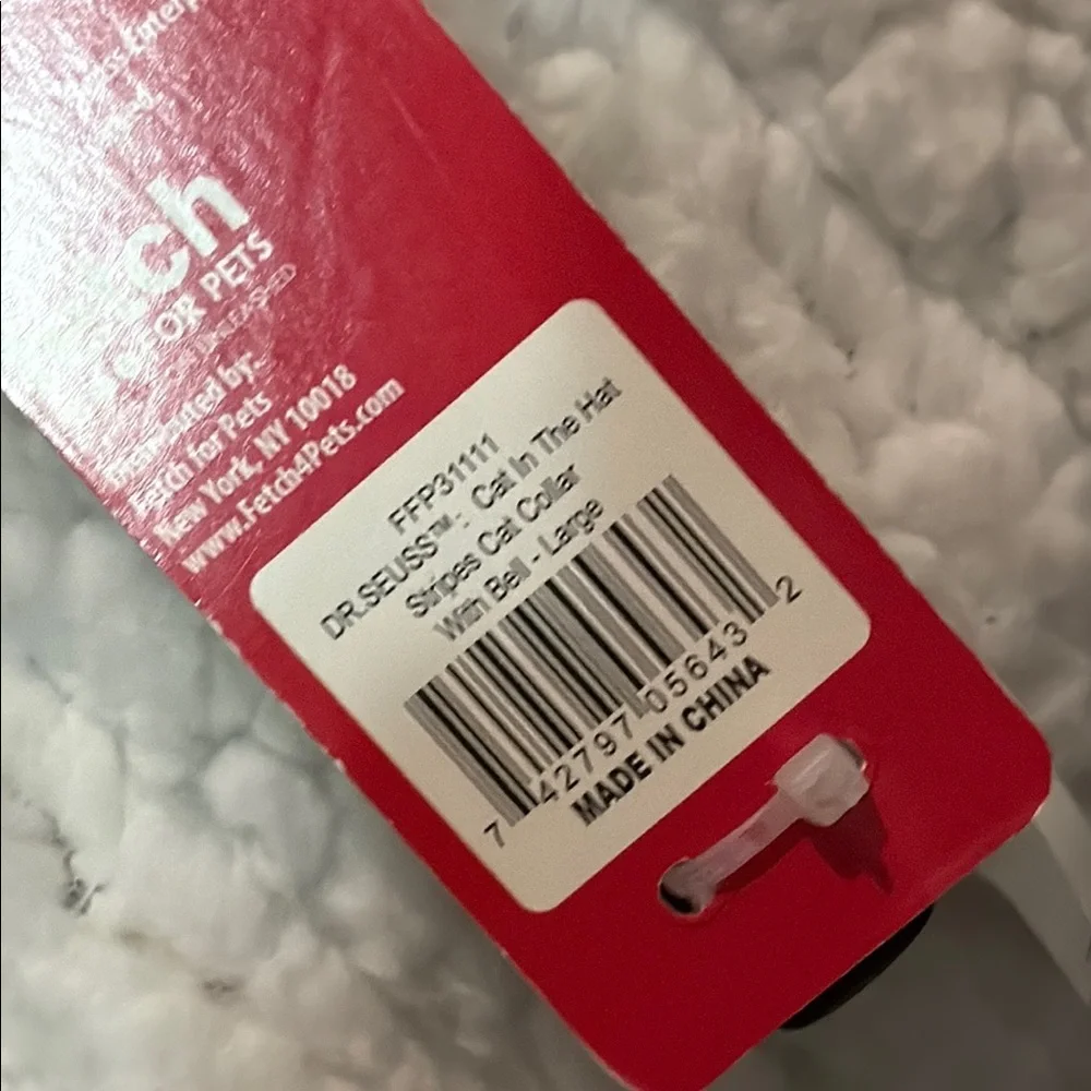 Dr. Seuss Red and White cat Collar